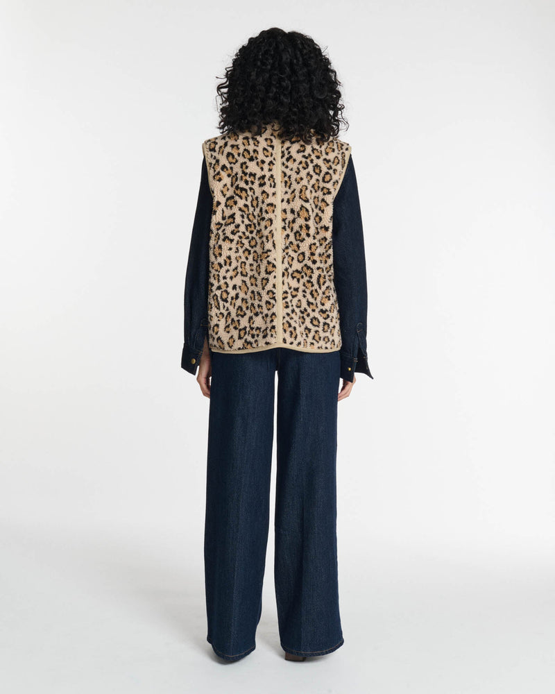 veste sans manches barney sherpa leopard labdip