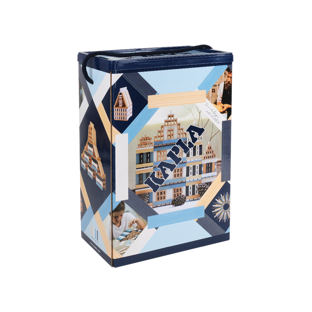 Kapla - Barilotto 200 Tavolette - Edizione Inverno Celeste, Blu Scuro, Bianco, Naturale