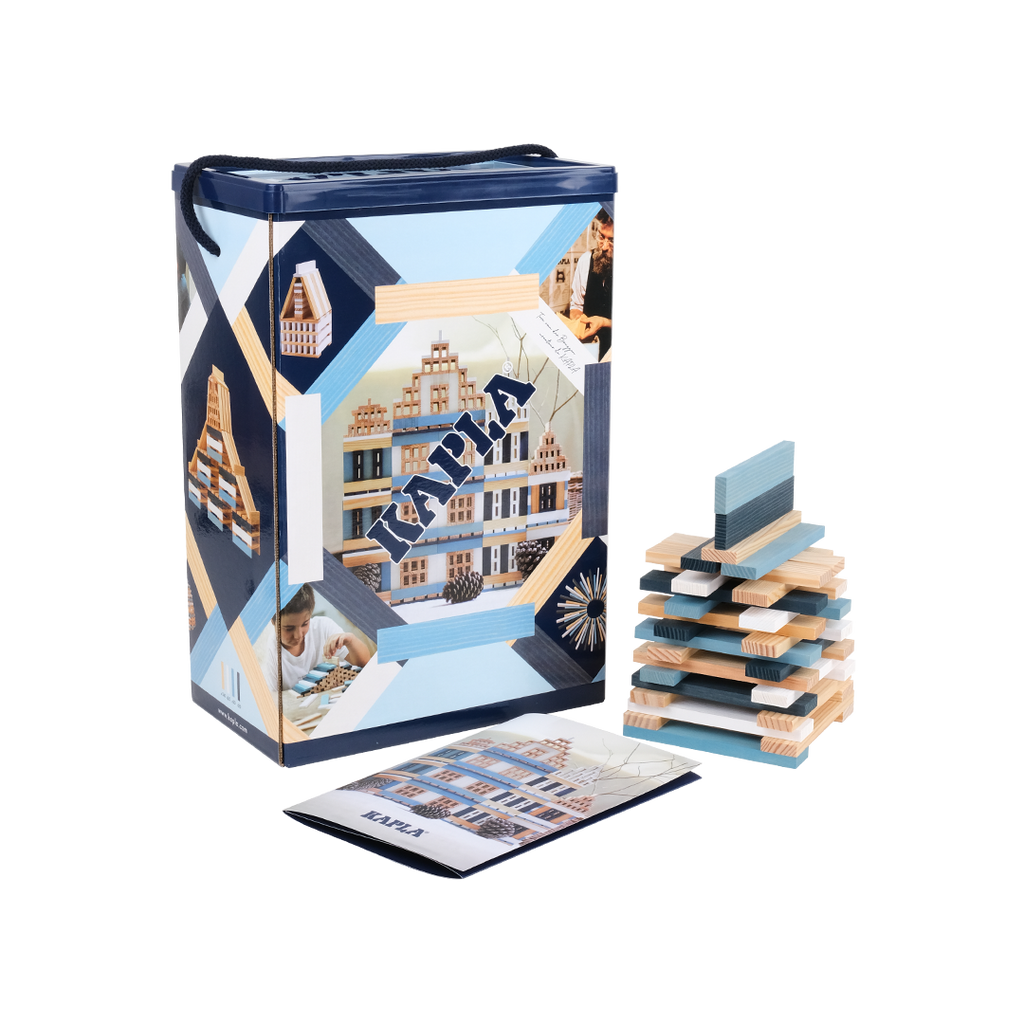 Kapla - Barilotto 200 Tavolette - Edizione Inverno Celeste, Blu Scuro, Bianco, Naturale