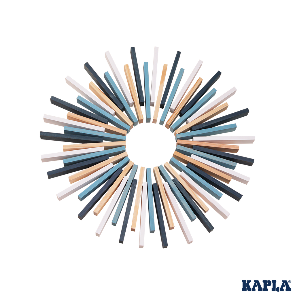 Kapla - Barilotto 200 Tavolette - Edizione Inverno Celeste, Blu Scuro, Bianco, Naturale