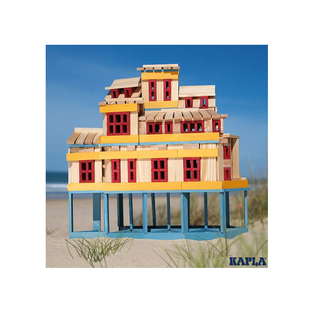 Kapla - Barilotto 200 Tavolette - Edizione Estate Blu, Giallo, Rosso, Naturale