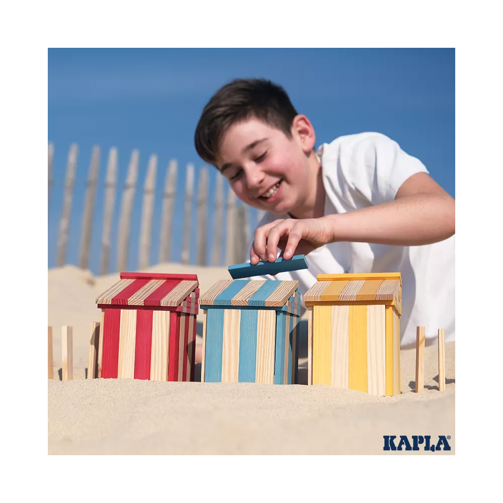 Kapla - Barilotto 200 Tavolette - Edizione Estate Blu, Giallo, Rosso, Naturale