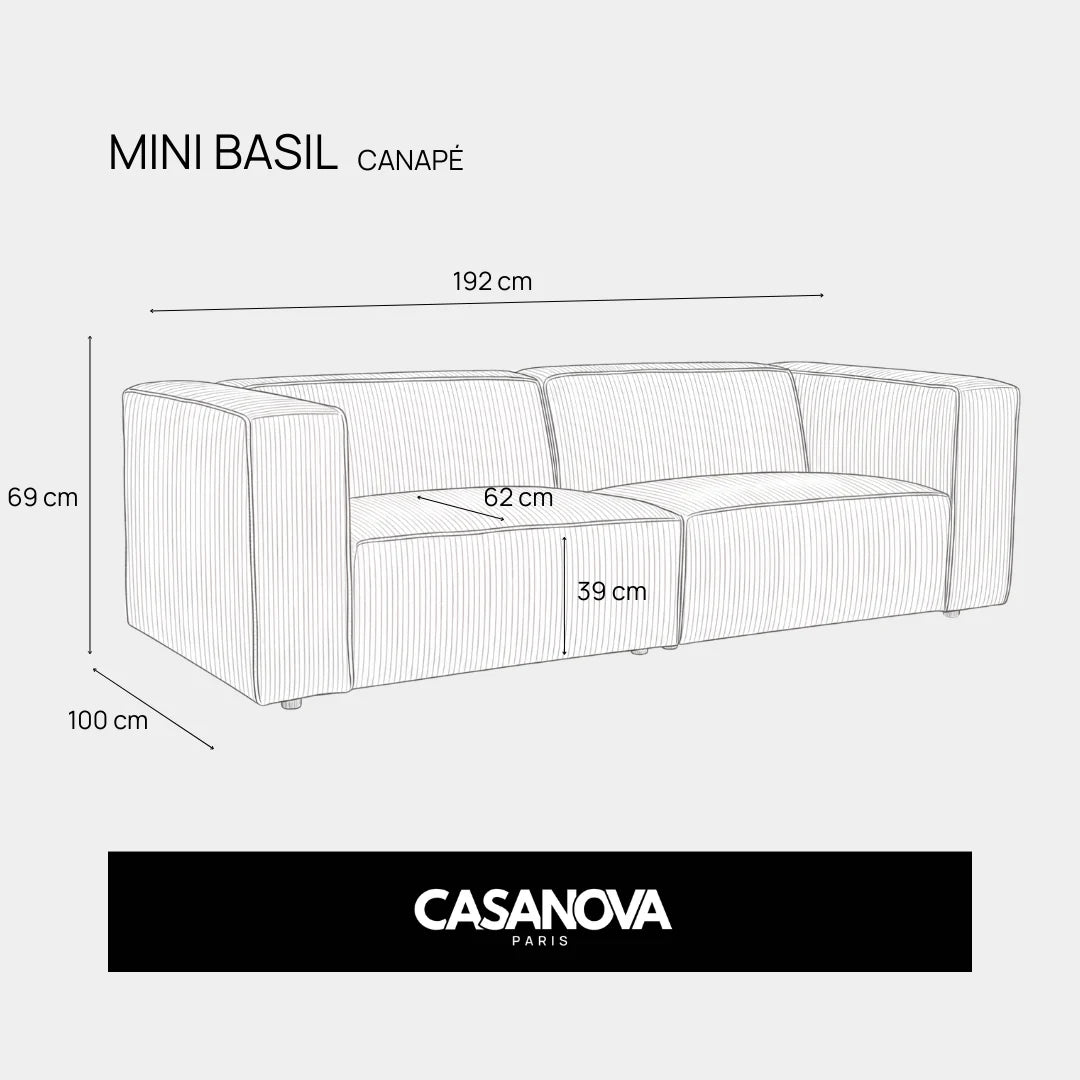 Mini Basil - Tejido Liso - Sofá Recto