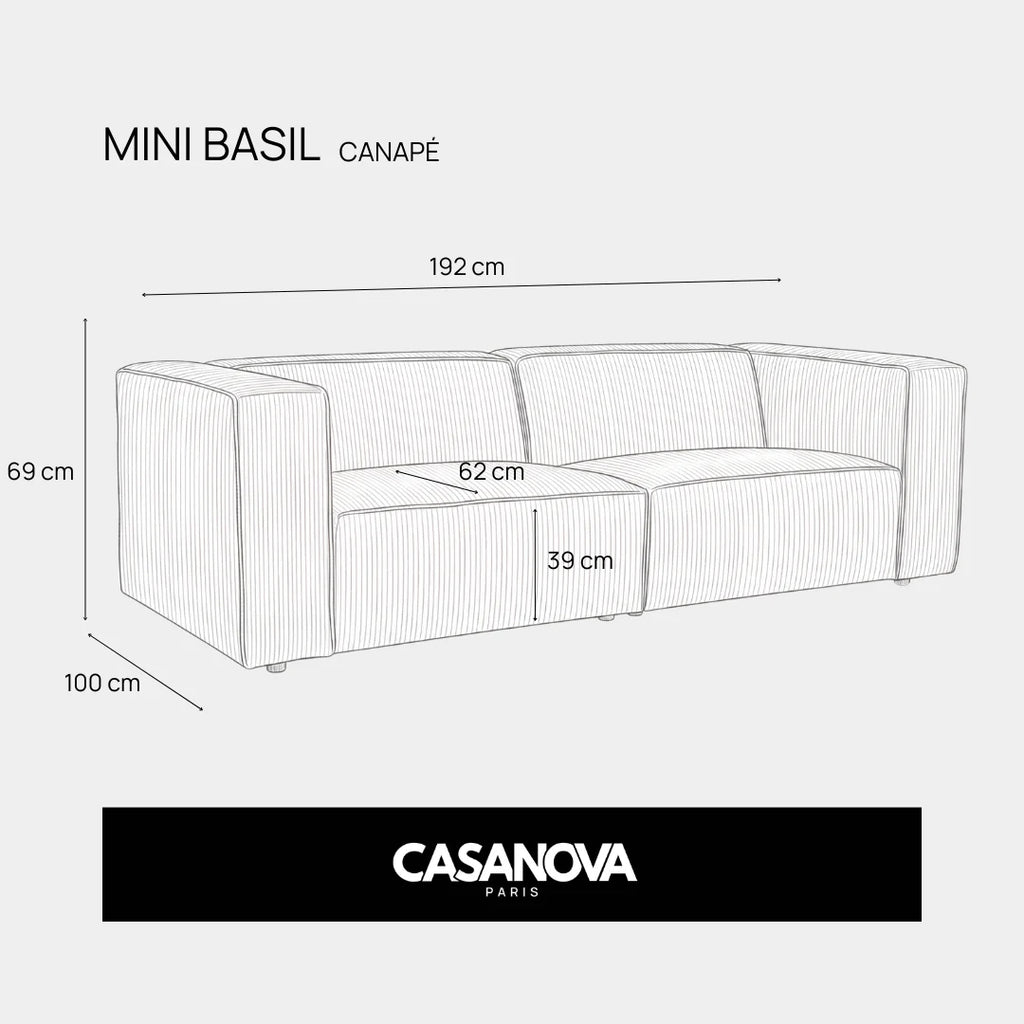 Mini Basil - Tejido Liso - Sofá Recto