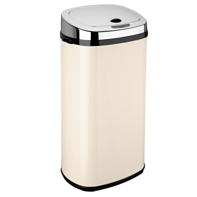 Poubelle de cuisine automatique 42L LARGO Crème brillant en acier INOX avec cerclage - REDDECO.com