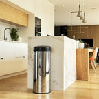 Poubelle de cuisine automatique 50L ARTIC SILVER grande capacité en INOX brillant avec cerclage