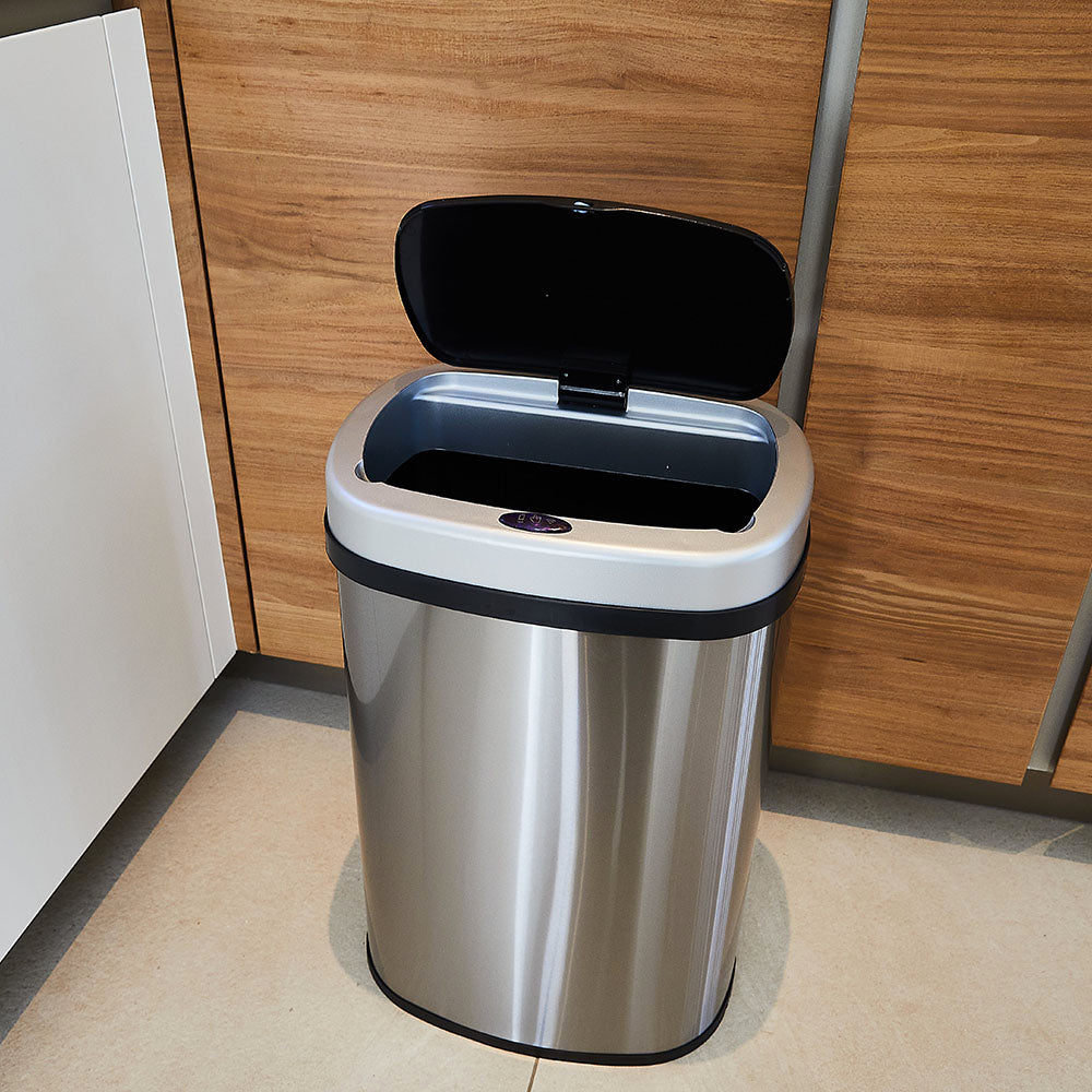 Papelera automática Majestic de acero inoxidable - 58L - Plata
