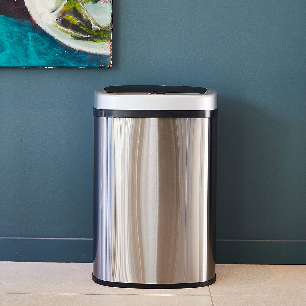 Papelera automática Majestic de acero inoxidable - 58L - Plata
