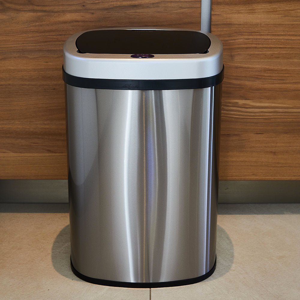 Papelera automática Majestic de acero inoxidable - 58L - Plata