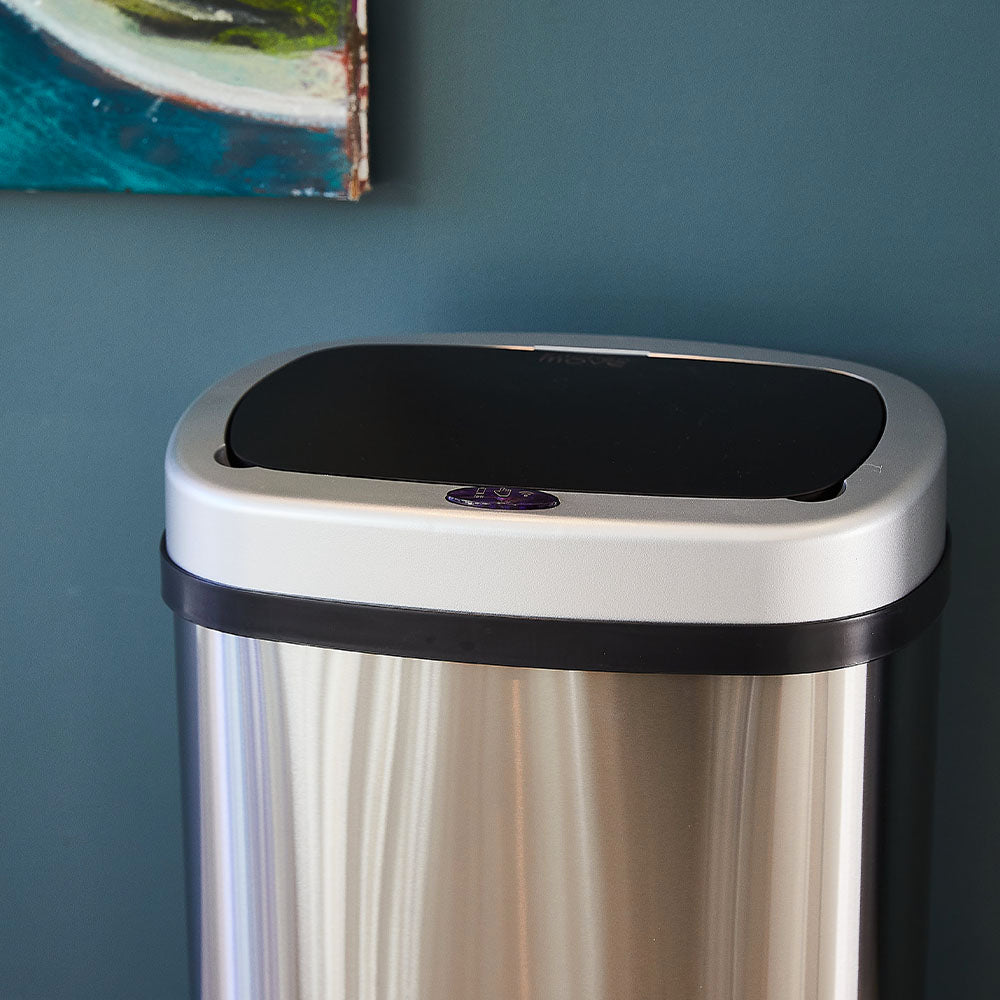 Papelera automática Majestic de acero inoxidable - 58L - Plata
