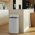 Poubelle de cuisine automatique 58L MAJESTIC WHITE blanc grande capacité en INOX avec cerclage