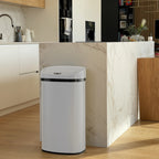 Poubelle de cuisine automatique 58L MAJESTIC WHITE blanc grande capacité en INOX avec cerclage