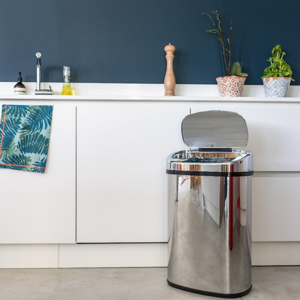 Poubelle de cuisine automatique 58L MAJESTIC grande capacité en acier INOX avec cerclage