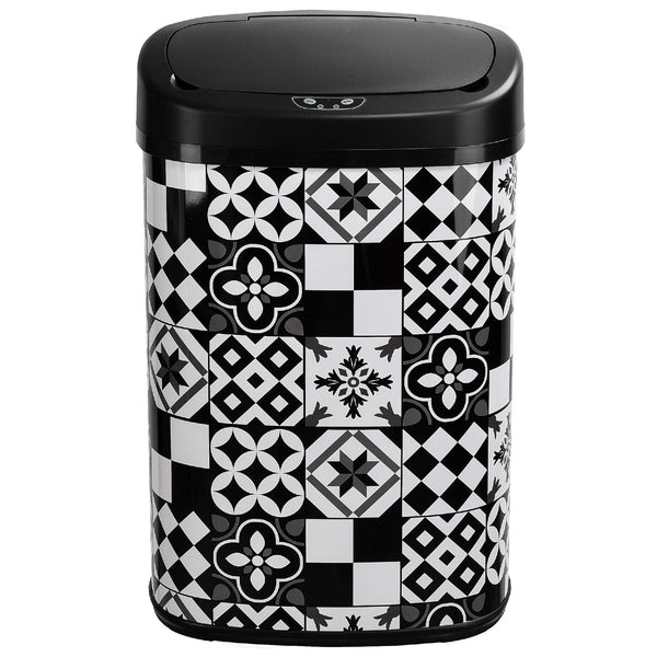 Cubo de basura de cocina automático 58L MAJESTIC Baldosa de cemento Negro en acero INOX con cerco - REDDECO.com
