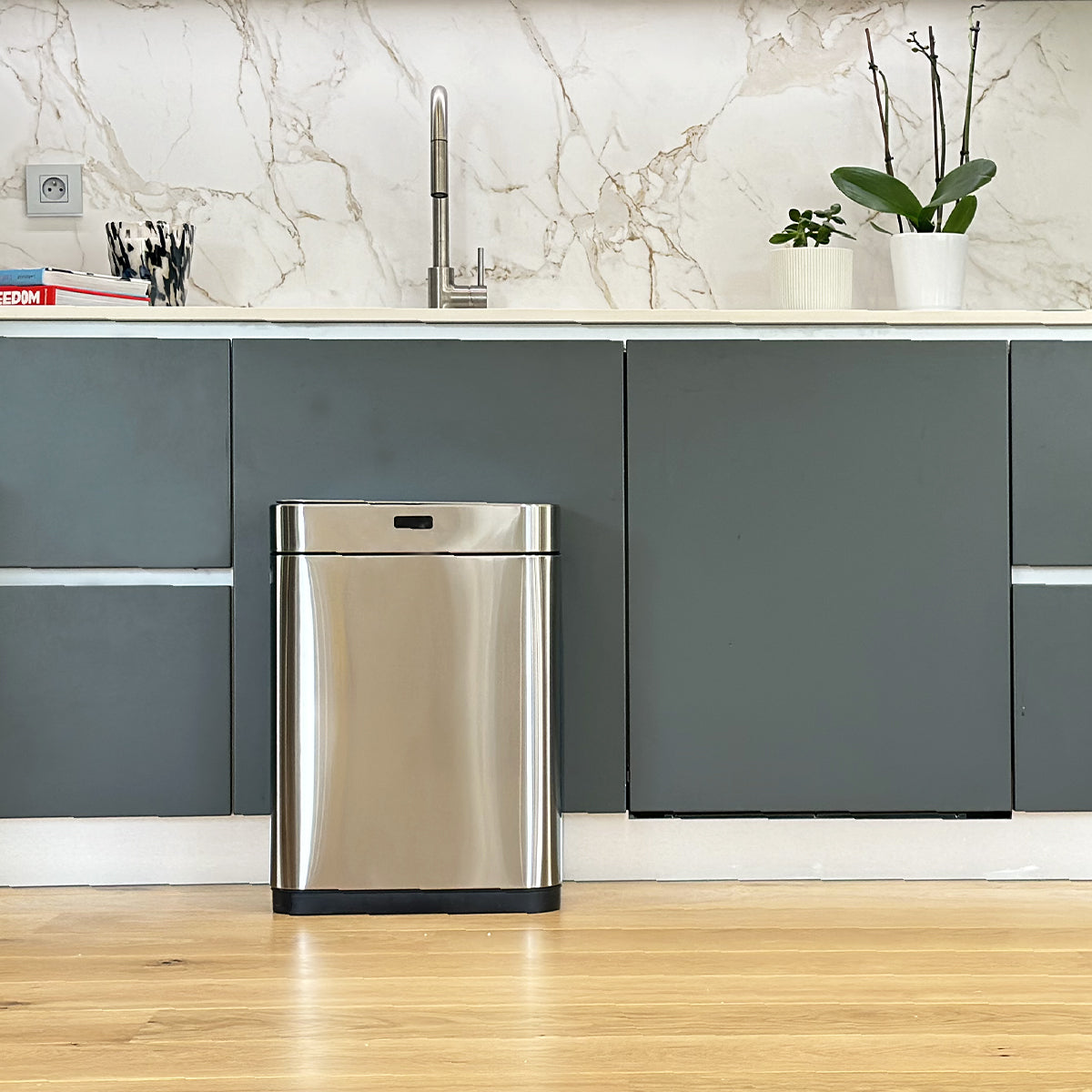 Poubelle Automatique Inox Upper - 60L - Argent