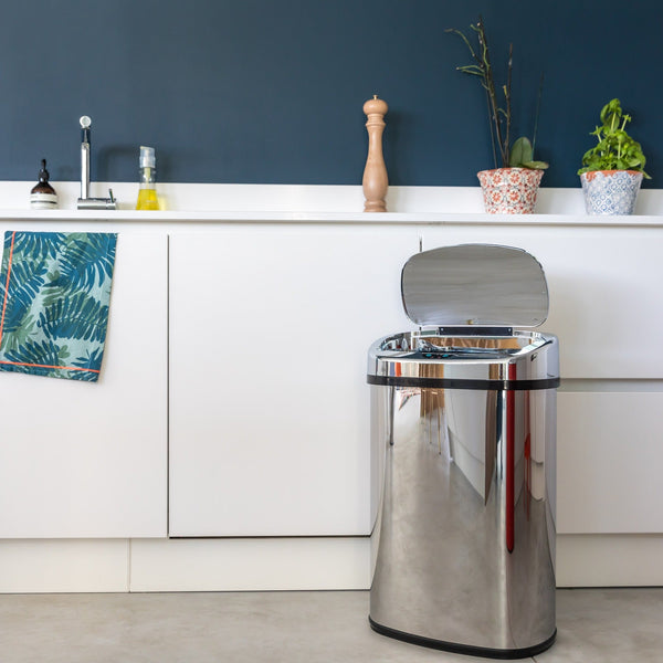 Poubelle de cuisine automatique 68L MAJESTIC grande capacité en acier INOX avec cerclage