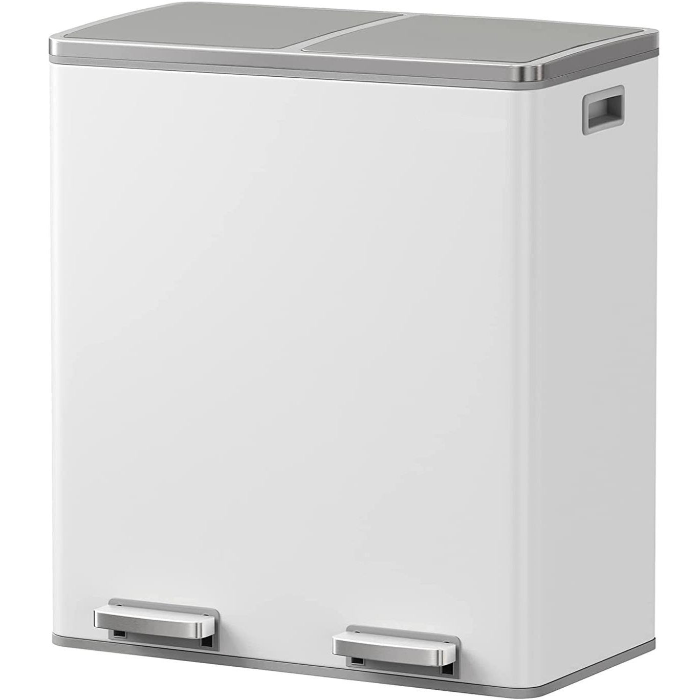 Poubelle De Tri Inox Major - 60L - 2Bacs - Blanc
