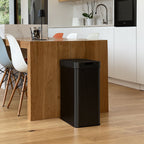Automatic kitchen trash can 60L SILVERLAKE BLACK in stainless steel with strapping Butterfly opening large capacity