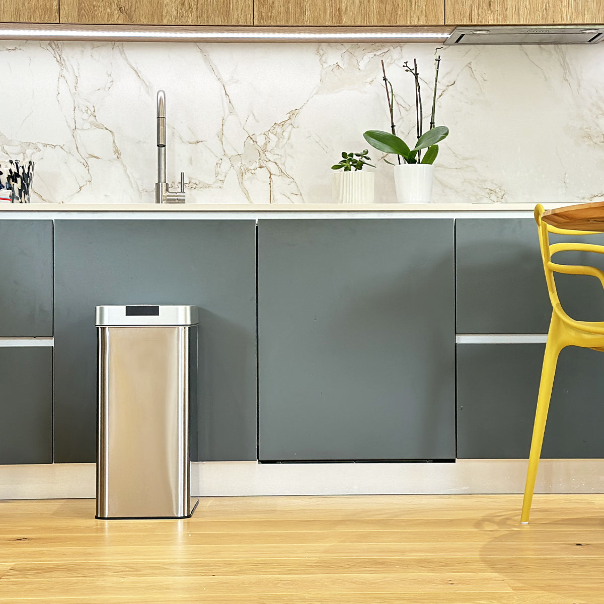 Silverlake Automatic Stainless Steel Trash Can - 60L - Silver