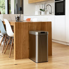 SILVERLAKE 60L automatic kitchen trash can in stainless steel with strapping Large capacity butterfly opening