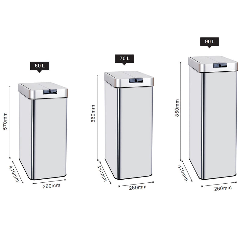 Poubelle de cuisine automatique 70L SILVERLAKE en acier Inox avec cerclage Ouverture papillon grande capacité - REDDECO.com