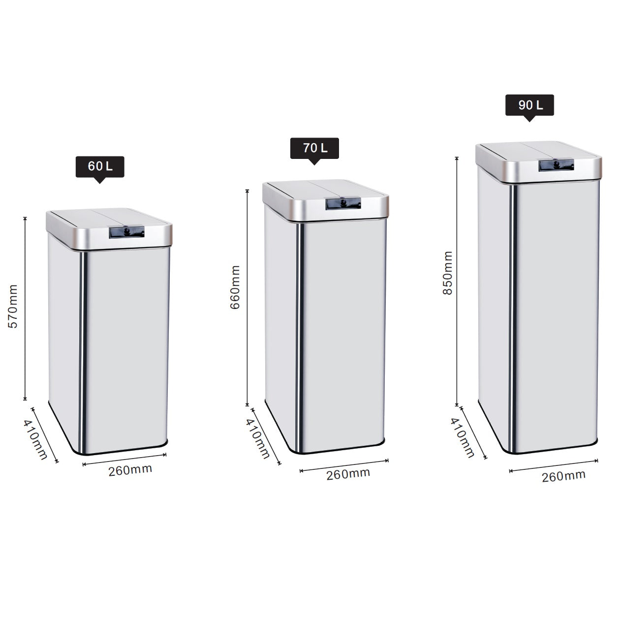 90L SILVERLAKE automatic kitchen trash can in stainless steel with strapping Large capacity butterfly opening - REDDECO.com