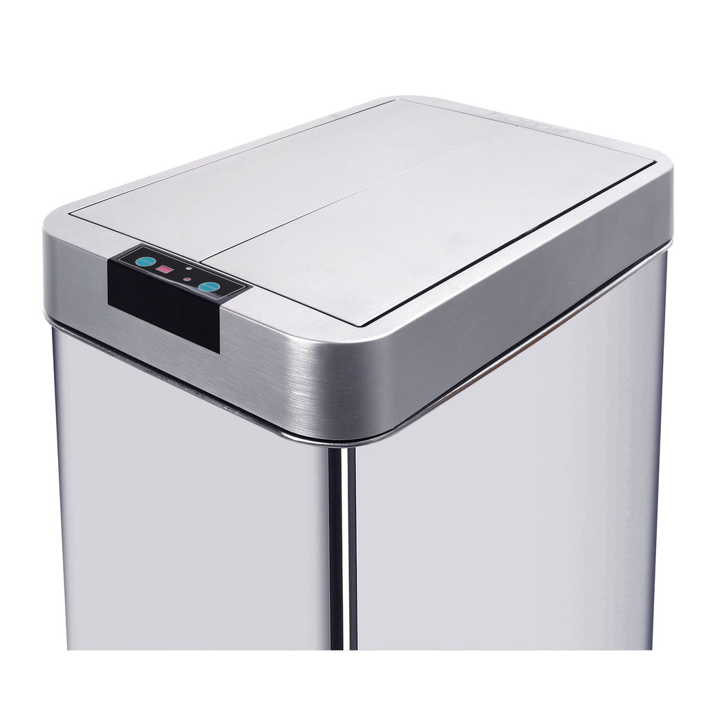 70L SILVERLAKE automatic kitchen trash can in stainless steel with strapping Large capacity butterfly opening - REDDECO.com