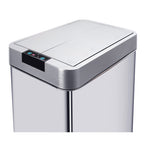 70L SILVERLAKE automatic kitchen trash can in stainless steel with strapping Large capacity butterfly opening - REDDECO.com