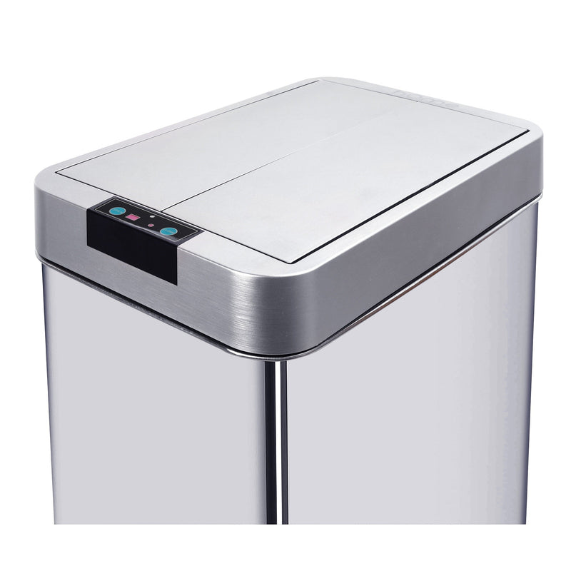 Poubelle de cuisine automatique 60L SILVERLAKE en acier Inox avec cerclage Ouverture papillon grande capacité - REDDECO.com
