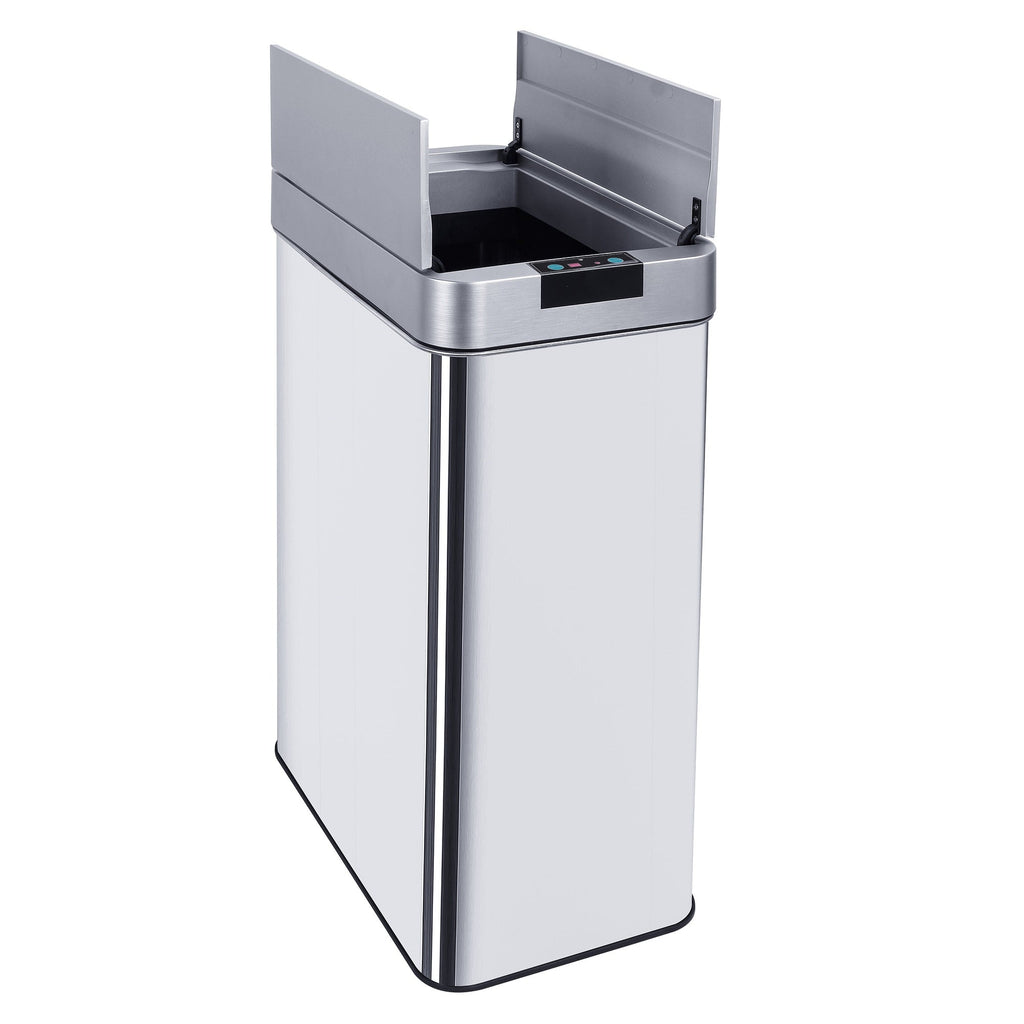 70L SILVERLAKE automatic kitchen trash can in stainless steel with strapping Large capacity butterfly opening - REDDECO.com