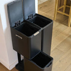 Haja Stainless Steel Sorting Bin - 60L - 3 Bins - Black