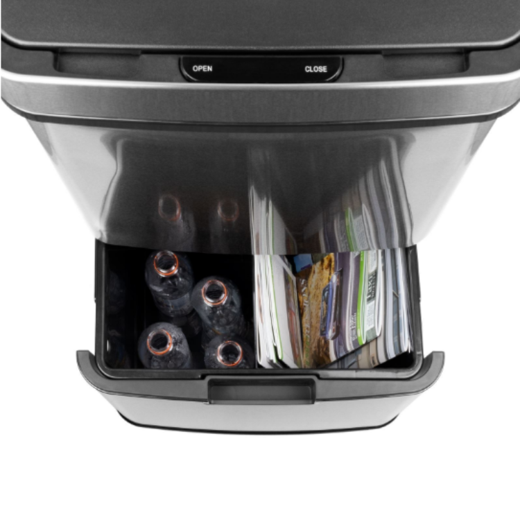 Poubelle De Cuisine Automatique Tri Sélectif Double Compartiment 75l NARVIK En Acier Inox Recyclage Grande Capacité Et Poubelle De Table 3l - REDDECO.com