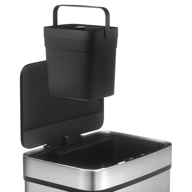 Poubelle De Cuisine Automatique Tri Sélectif Double Compartiment 75l NARVIK En Acier Inox Recyclage Grande Capacité Et Poubelle De Table 3l - REDDECO.com