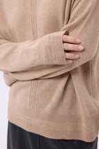 Jersey de cuello alto con joyas Baya - Beige crema - Botones plateados - Mujer
