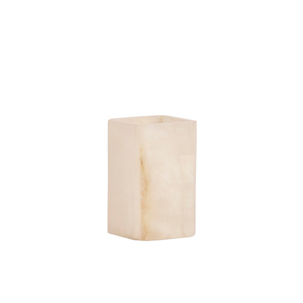 Marble Brush Holder - Beige and Yellow