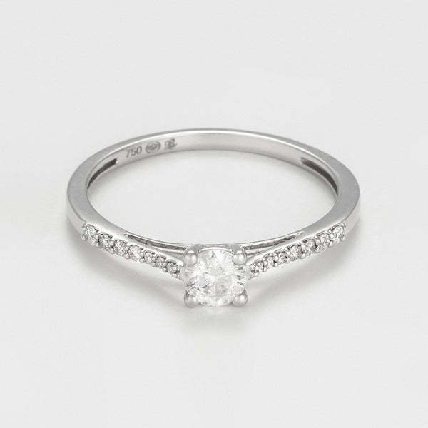 Bague "Dis-Moi Oui" - Diamant :0,25Ct/1+ 0,07Ct/14 - Or Blanc