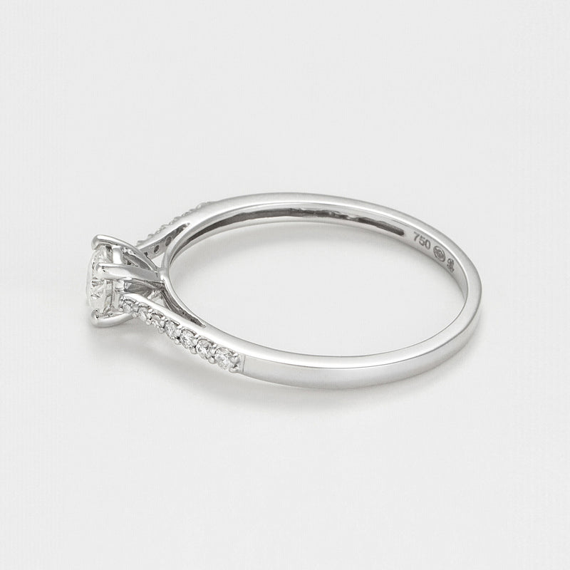 Bague "Dis-Moi Oui" Diamant :0,25Ct/1+ 0,07Ct/14 - Or Blanc 750/1000