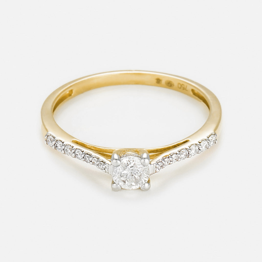 Bague "Dis-Moi Oui" Diamant : 0,25Ct/1+ 0,07Ct/14 - Or Jaune
