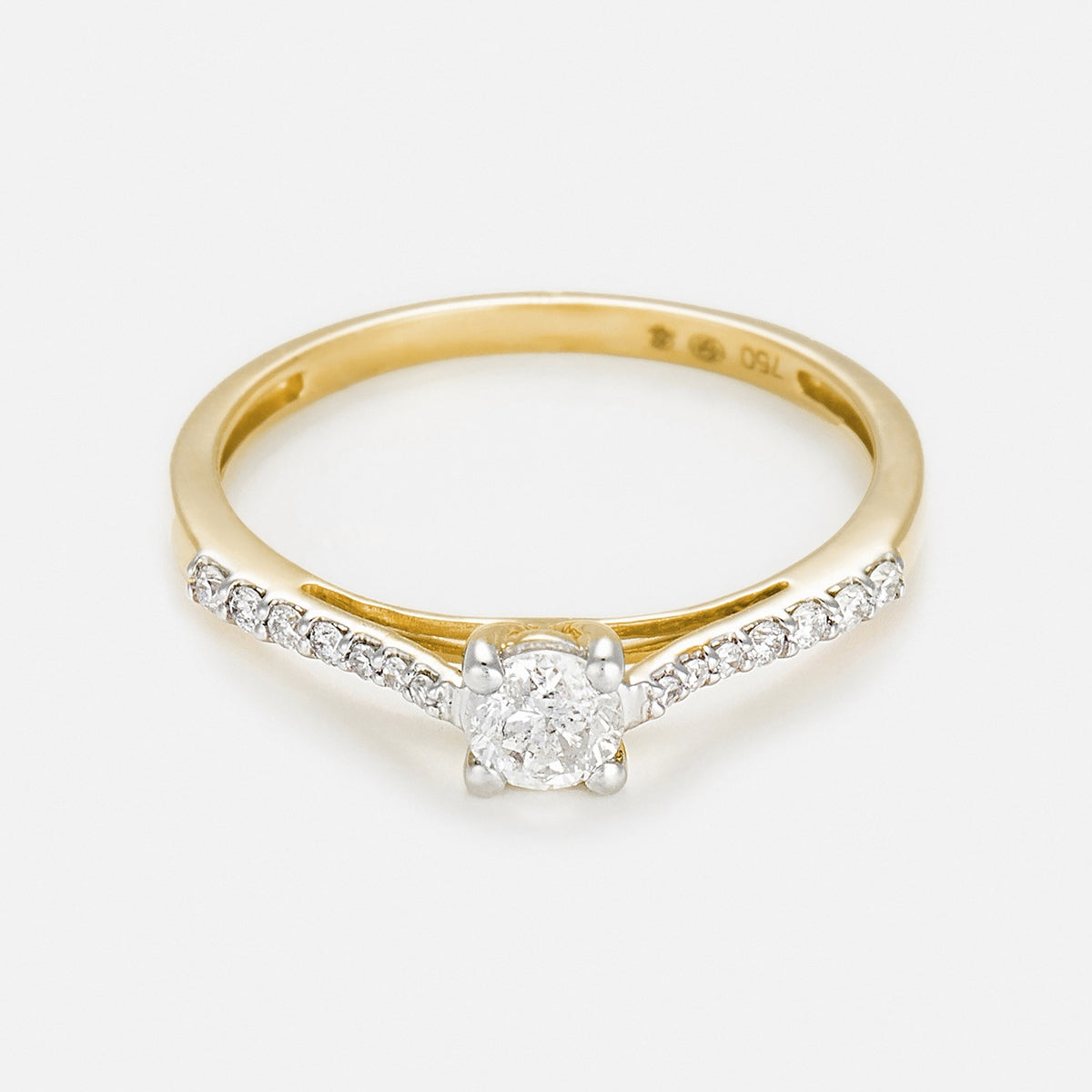 Bague "Dis-Moi Oui" Diamant : 0,25Ct/1+ 0,07Ct/14 - Or Jaune