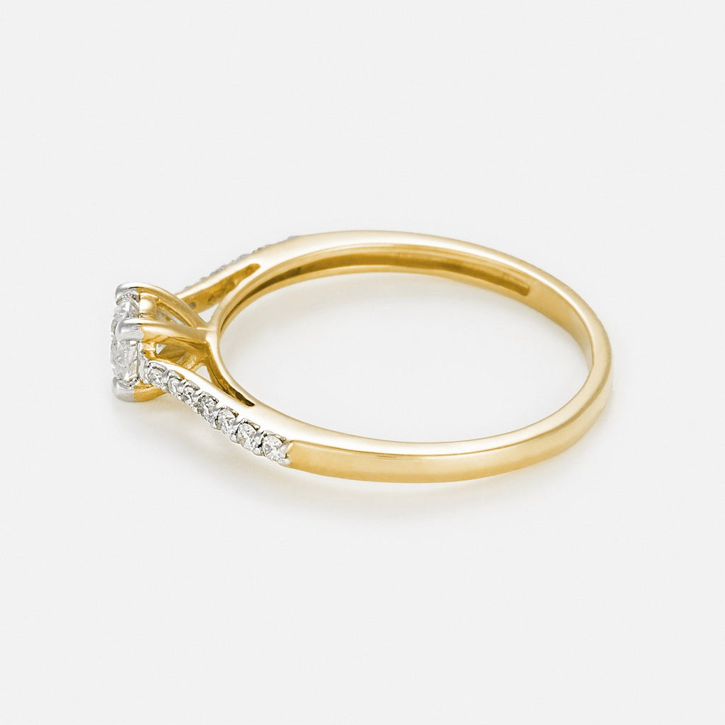 Bague "Dis-Moi Oui" Diamant : 0,25Ct/1+ 0,07Ct/14 - Or Jaune