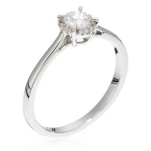 Bague "Amoureuse 0,33" Diamants 0,30Ct/1+0,03 Ct/12 - Or Blanc 750/1000