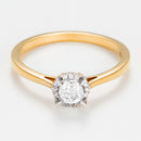 Sortija "Amoureuse 0,33" Diamante: 0,30Ct/1+0,03 Ct/12 - Oro amarillo 750/1000