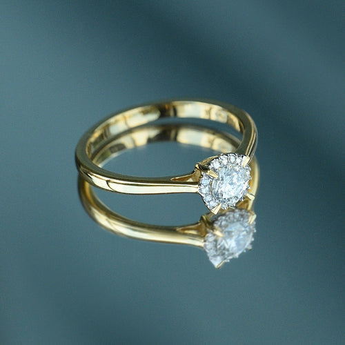 Sortija "Amoureuse 0,33" Diamante: 0,30Ct/1+0,03 Ct/12 - Oro amarillo 750/1000