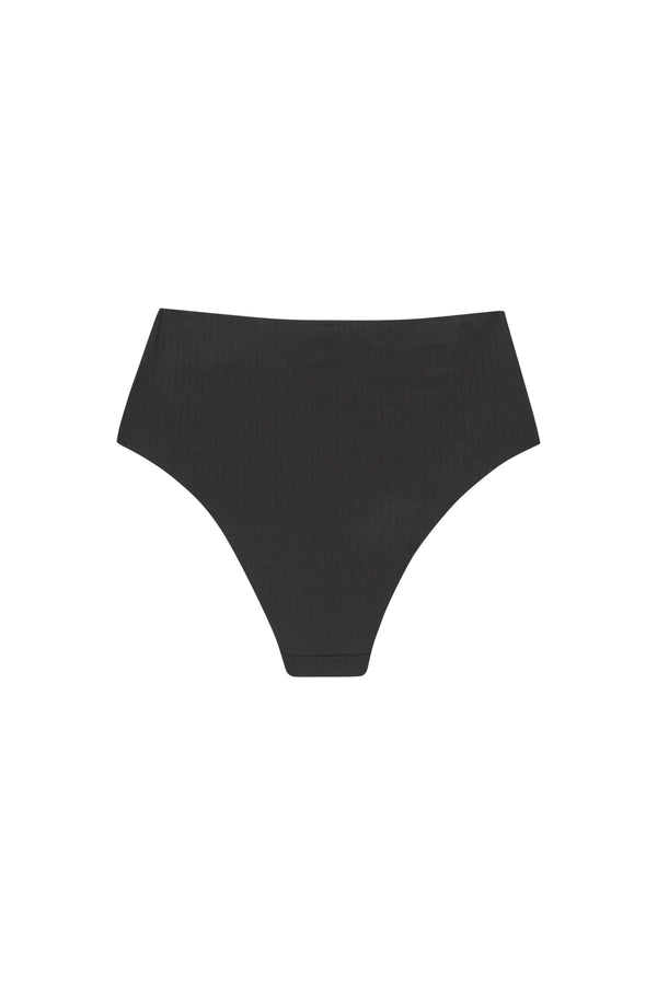 High Waisted Bikini Bottom Anthracite - Blue