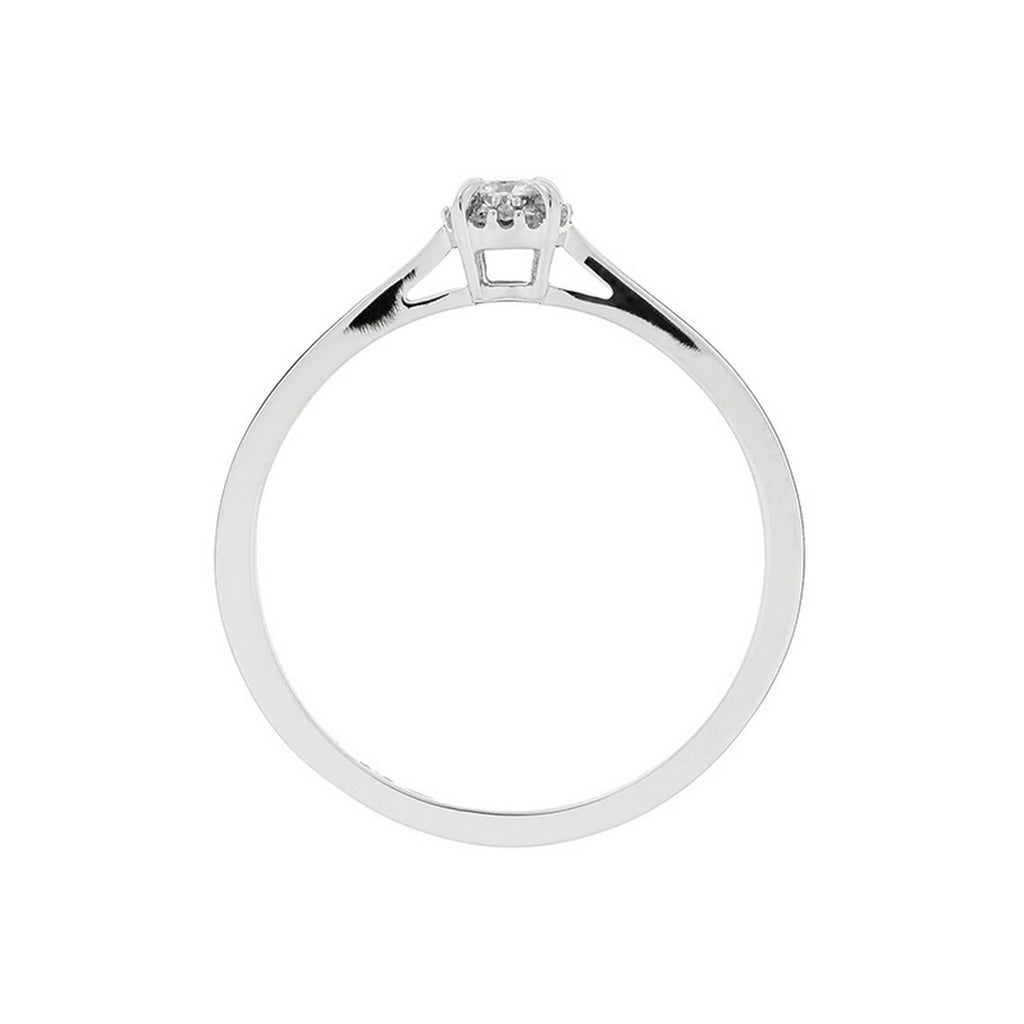 "Amoureuse 0.10" Ring with 0.08Ct/1 Center Diamond + 0.02Ct/12 Center Diamond - 18k White Gold