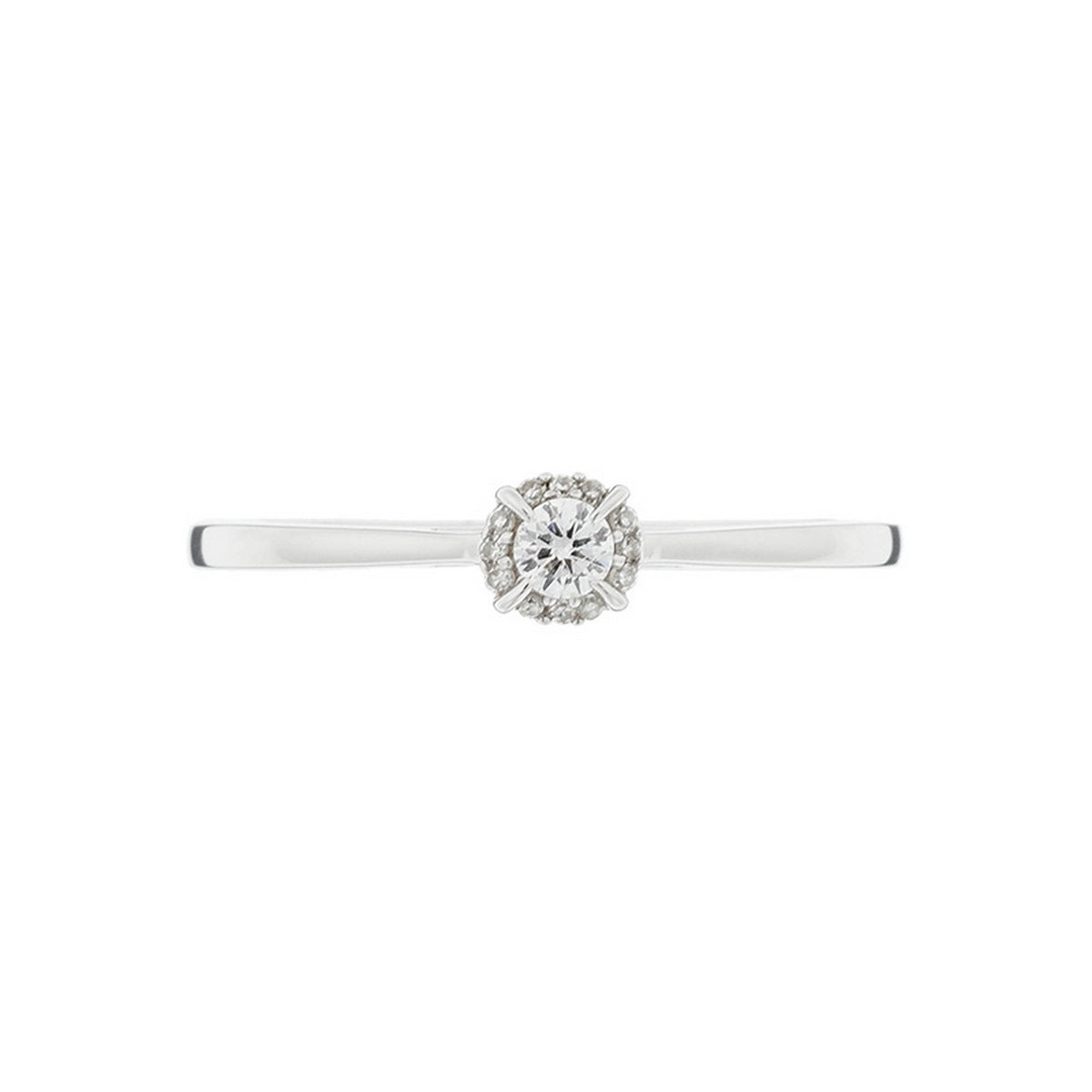 "Amoureuse 0.10" Ring with 0.08Ct/1 Center Diamond + 0.02Ct/12 Center Diamond - 18k White Gold