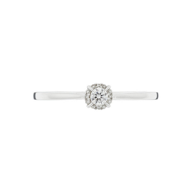 Blanc Sortija "Amoureuse 0,10" Diamante central 0,08Ct/1 +0,02Ct/12 - Oro 750/1000