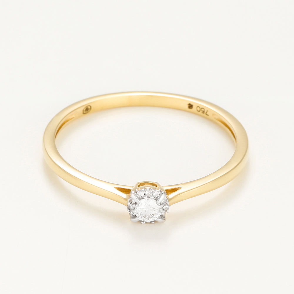 Bague "Amoureuse 0,10" Diamant Centre 0,08Ct/1 +0,02Ct/12