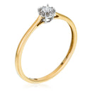 Sortija "Amoureuse 0,10" Diamante central 0,08Ct/1 +0,02Ct/12 - Oro amarillo 750/1000