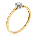 Bague "Amoureuse 0,10" Diamant Centre 0,08Ct/1 +0,02Ct/12 - Or Jaune